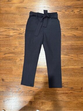 Jules & Leopold Navy Paperbag Ankle Trousers with Tie Belt